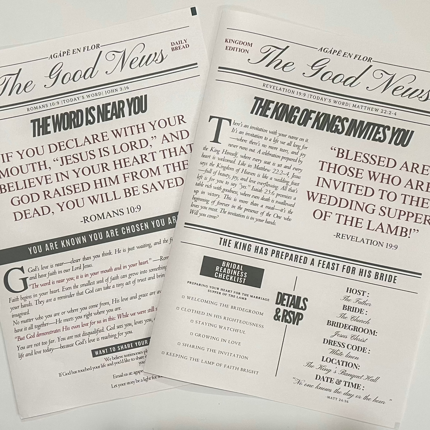 Newspaper Wraps - Agape En Flor 10x15in