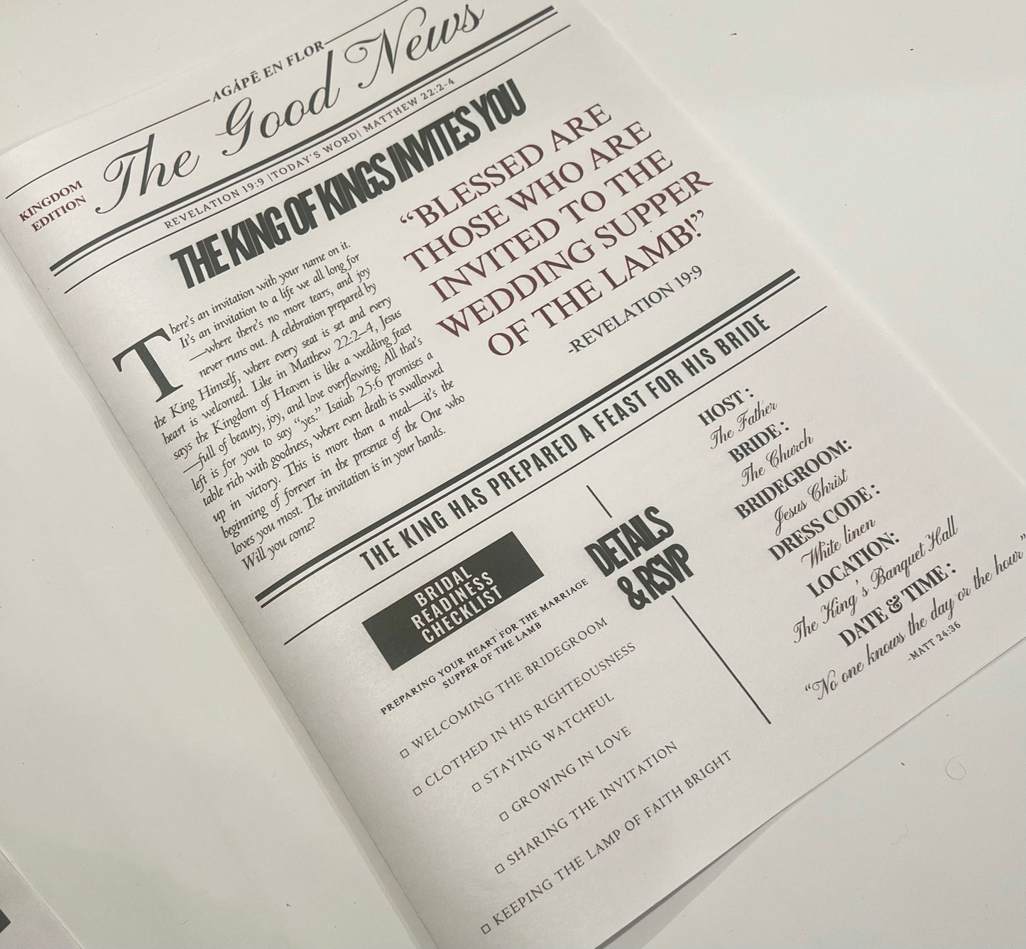 Newspaper Wraps - Agape En Flor 10x15in